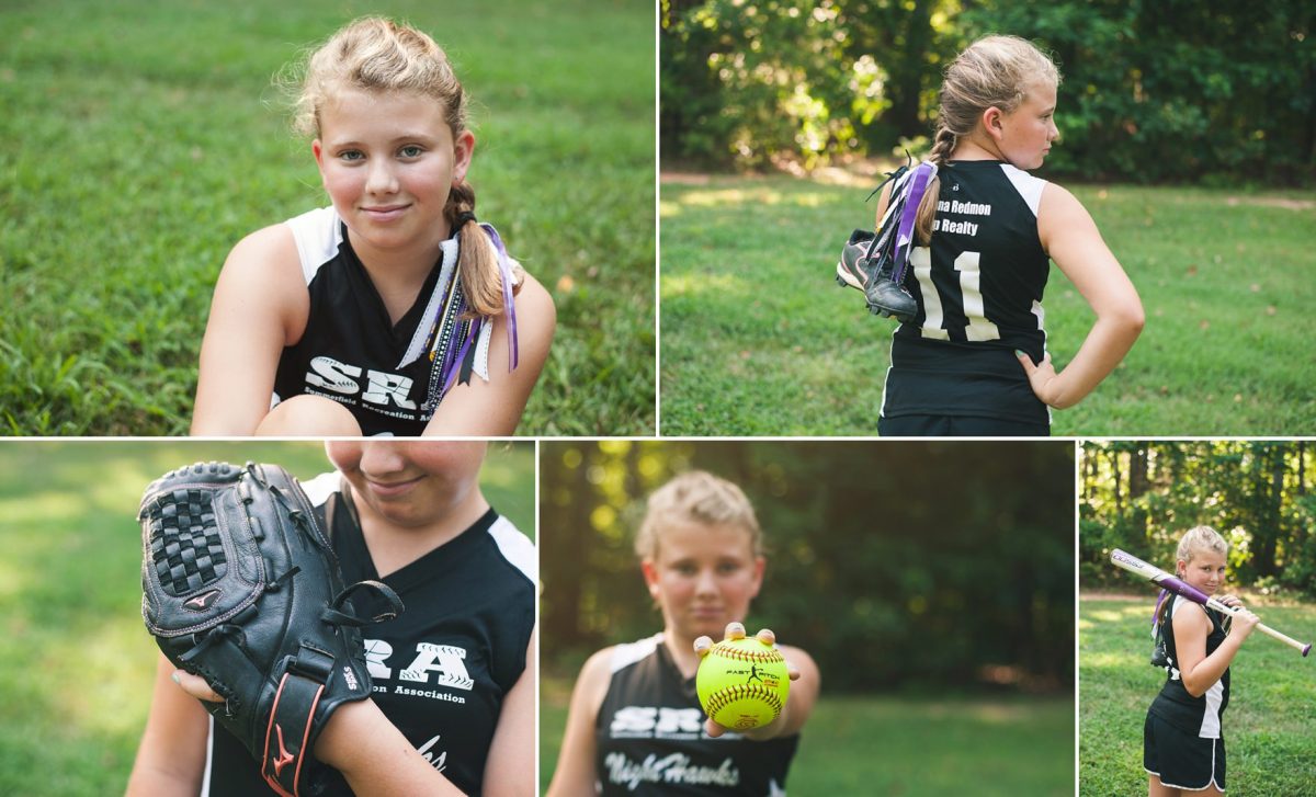 Photographers in Greensboro NC with tween girl softball