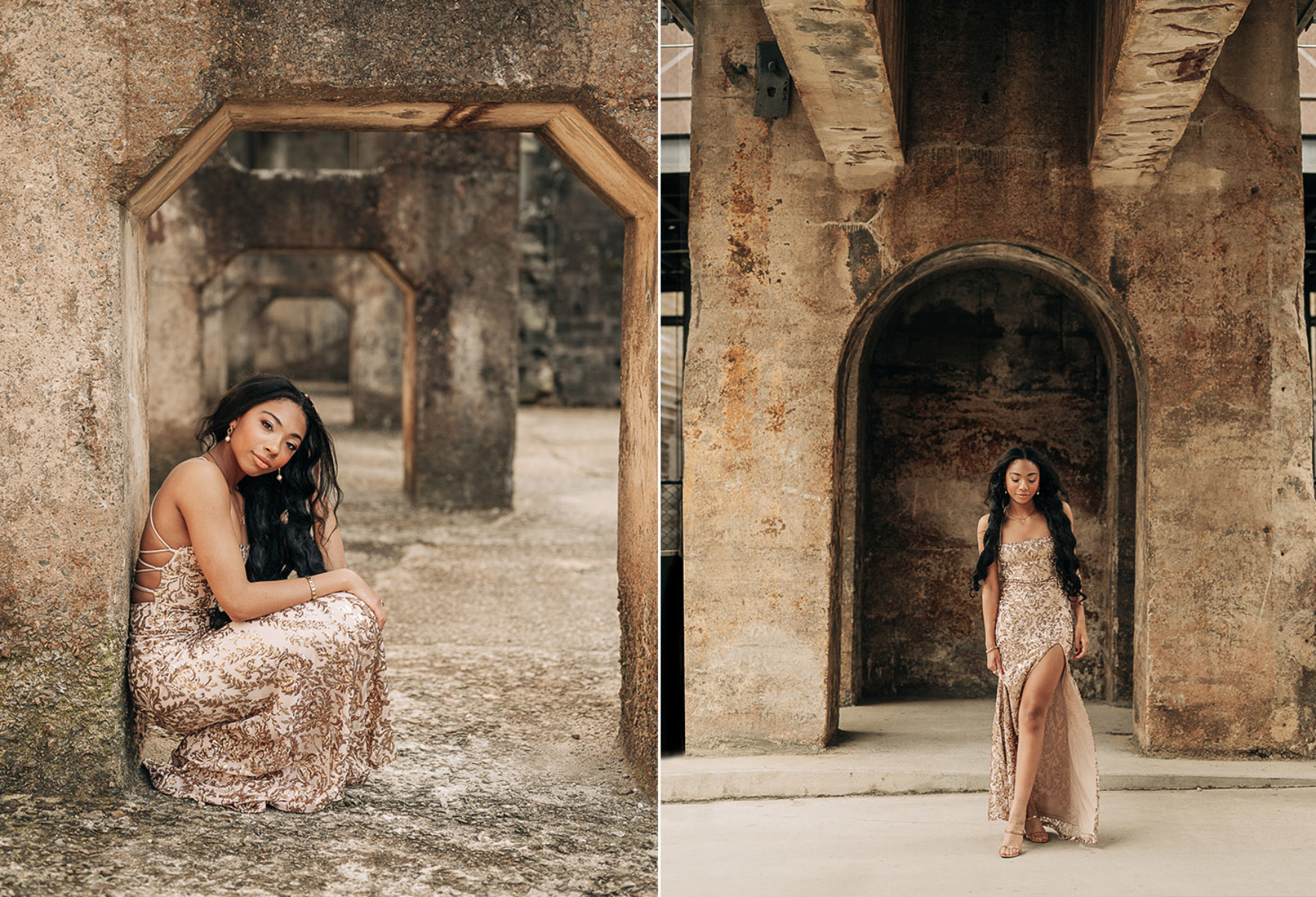 girl in gold dress