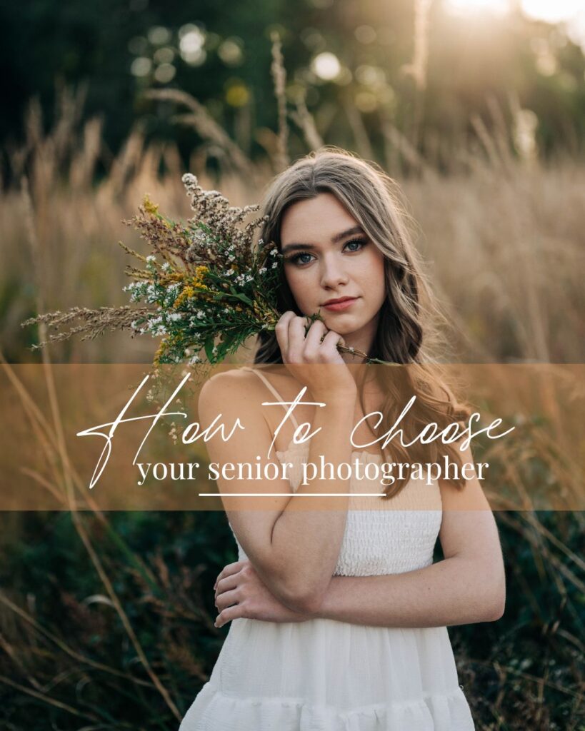 Girl in a field on the cover of how to choose your senior photographer download